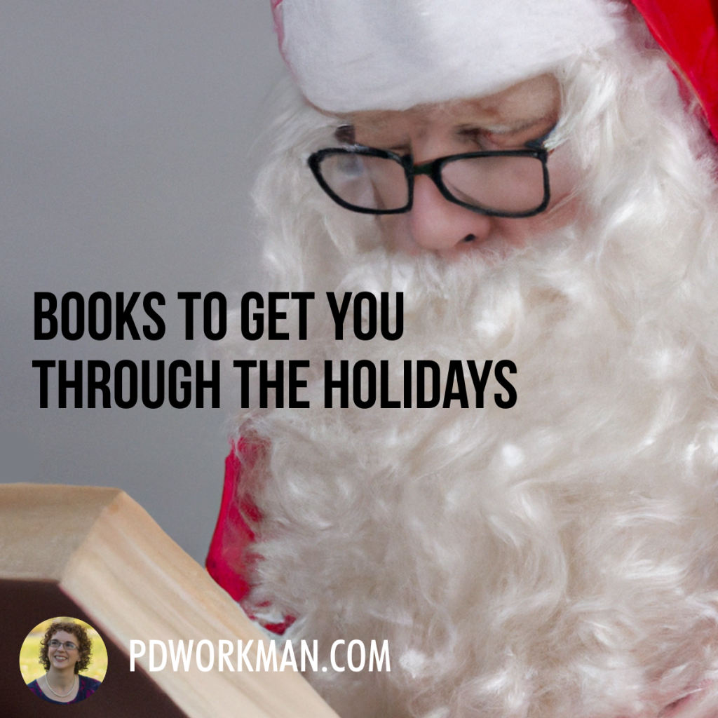 Santa reading a book