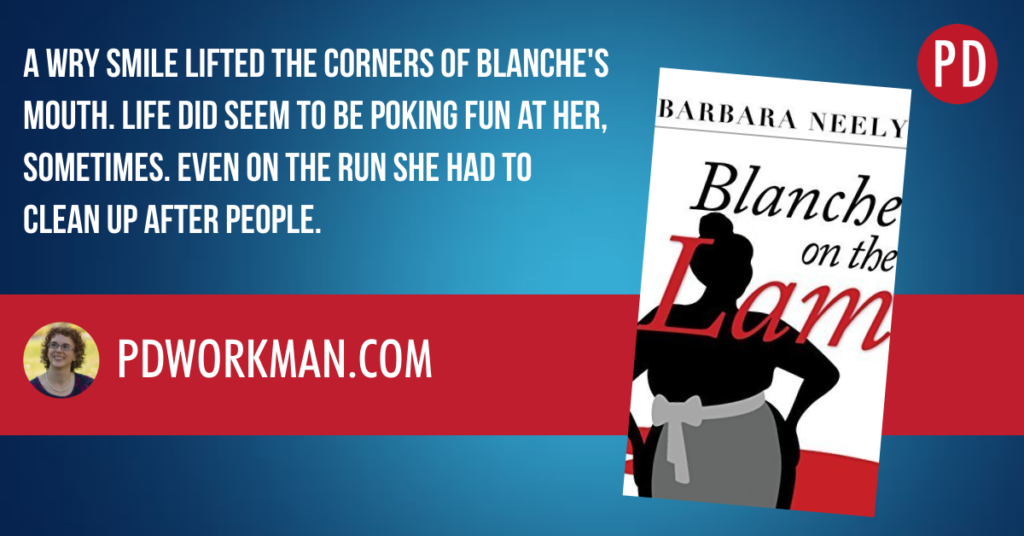 graphic with the book cover of Blanche on the Lam
