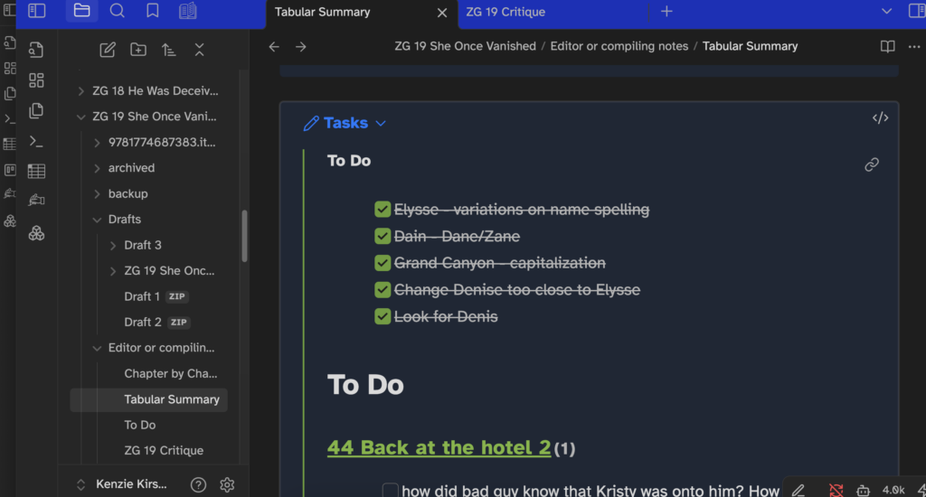 To do document with checkbox queries in Obsidian