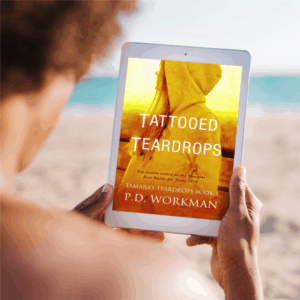 woman reading tattooed teardrops
