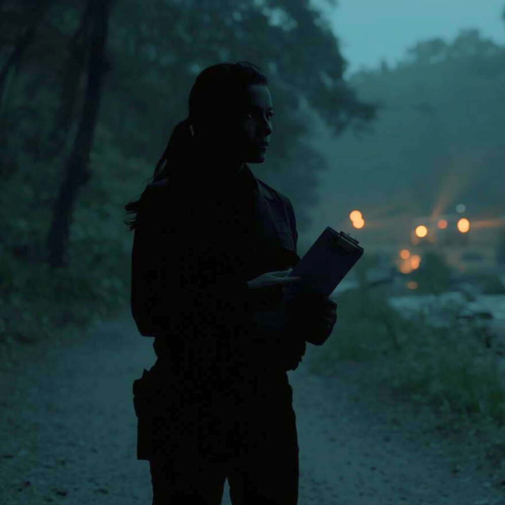Margie with clipboard in park