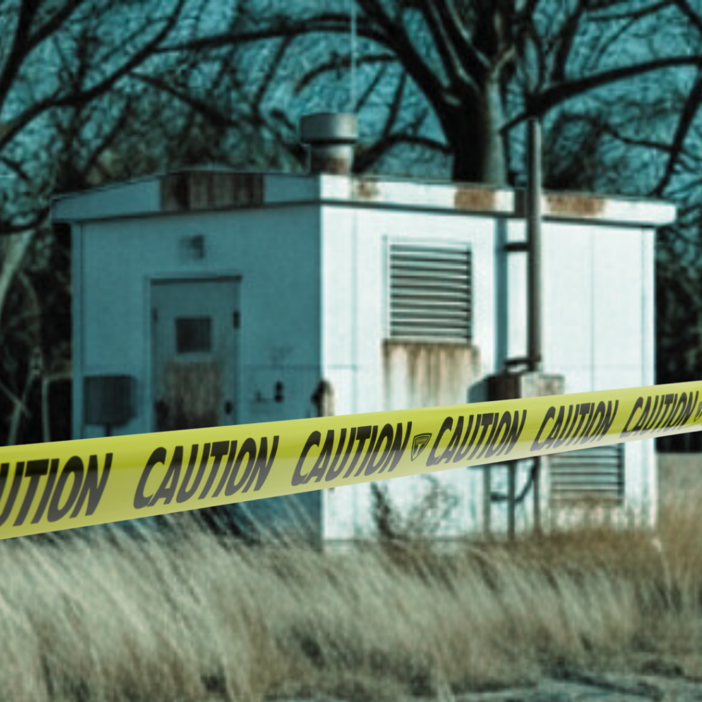 Pumphouse with caution tape