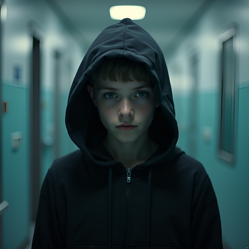 teenager in a hoodie with face partially obscured