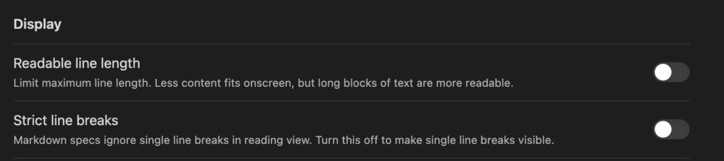 readable line length | pdworkman.com Obsidian toggle for Readable line length