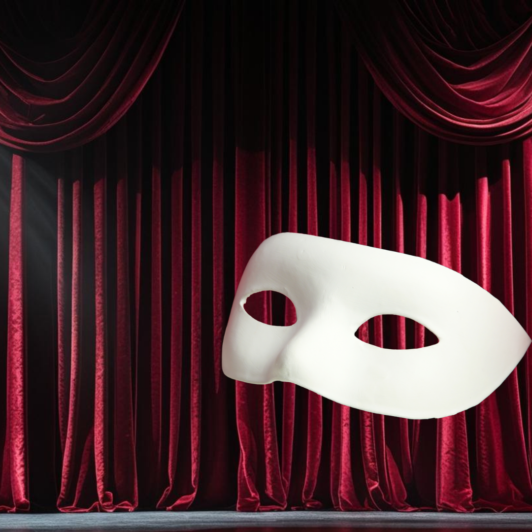 red curtain and theatrical mask