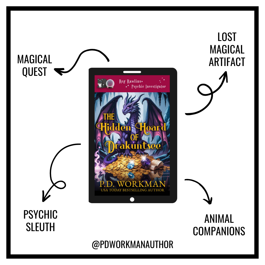 The Hidden Hoard of Drakuntsee reader tropes and story themes: magical quest, lost magical artifacts, psychic sleuth, animal companions