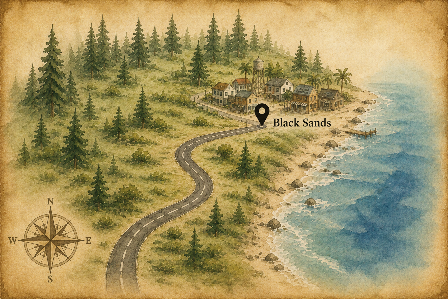 old map of black sands