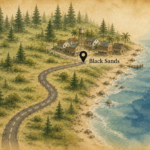 old style map of Black Sands Florida, fictioinal town of Reg Rawlins Pyschic Investigator