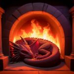 dragon sleeping in the fireplace