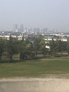 Playground and hill at Prairie Winds Park in Calgary.
