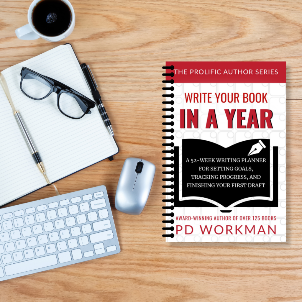 desktop view of Write Your Book in a Year by P.D. Workman, part of The Prolific Author series
