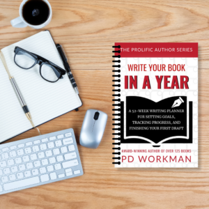 desktop view of Write Your Book in a Year by P.D. Workman, part of The Prolific Author series